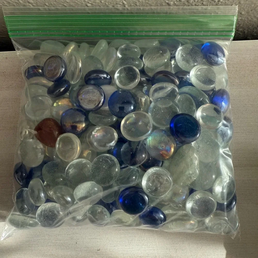 Glass Gems Vase Filler‎ Craft Supplies Aquarium Decor Blue Clear Red Accent